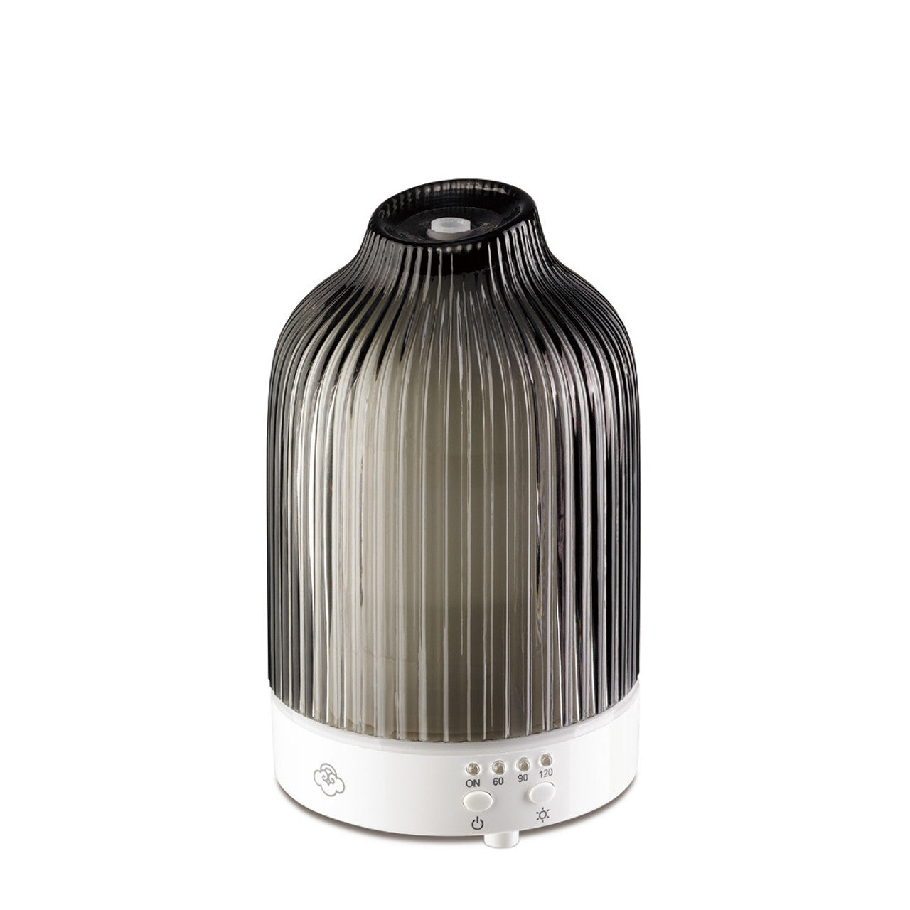 Fountain Grey Grooved Glass Ultrasonic Diffuser with Timer, On/Off Switch and LED Fountain Grey Grooved Glass Ultrasonic Diffuser with Timer, On/Off Switch and LED