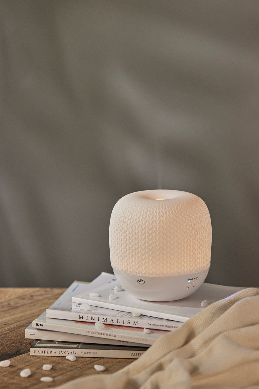 Knit Ceramic Ultrasonic Diffuser with Timer, Switch and LED Knit Ceramic Ultrasonic Diffuser with Timer, Switch and LED