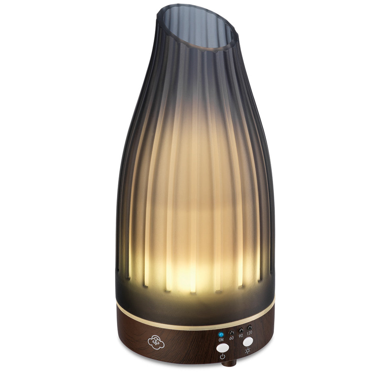 Twilight Grey Glas-Ultraschalldiffusor mit Timer und rotierendem LED-Licht Twilight Grey Glas-Ultraschalldiffusor mit Timer und rotierendem LED-Licht