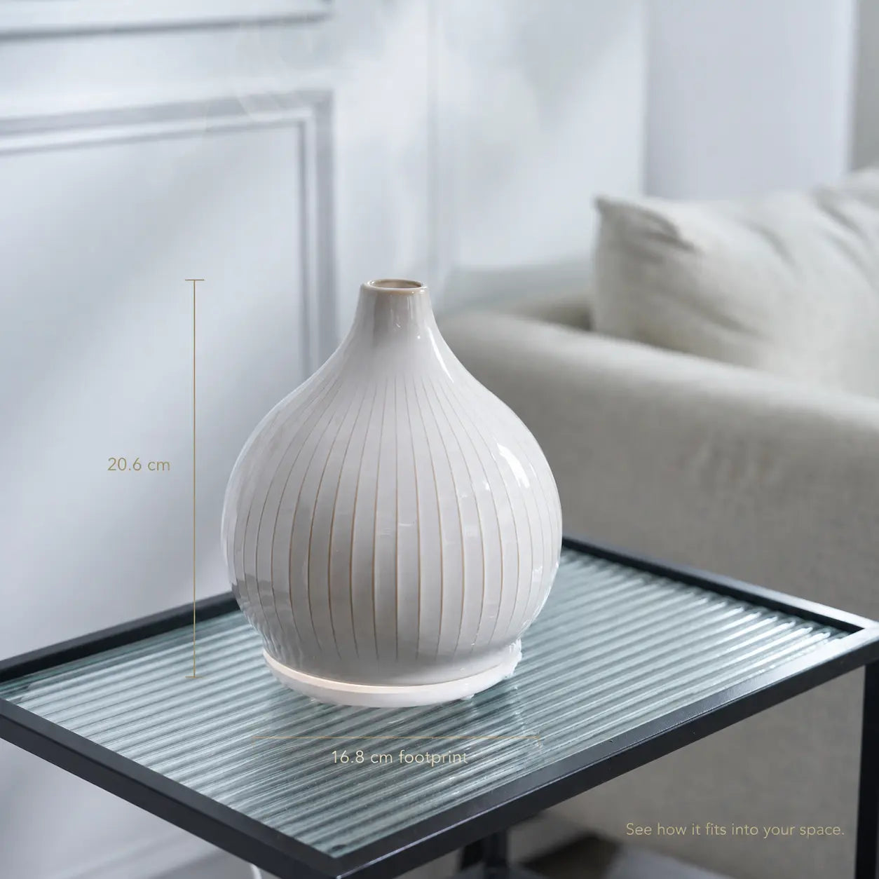 Dyfuzor zapachowy do domu ceramiczny Pistil z LED i automatycznym wyłączeniem