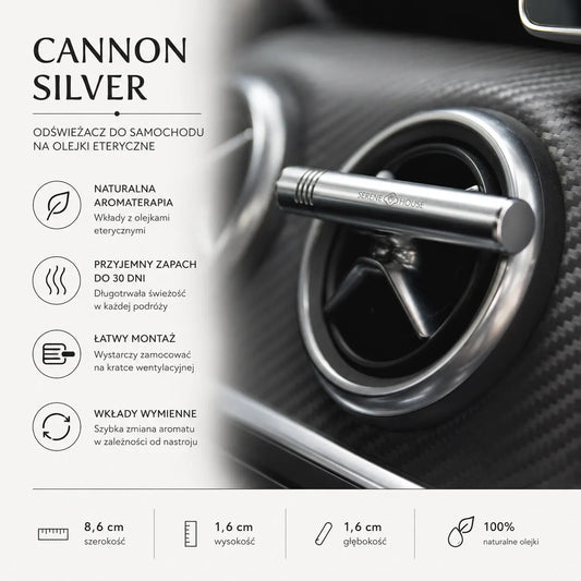 Cannon Silver - odświeżacz do auta na olejki eteryczne