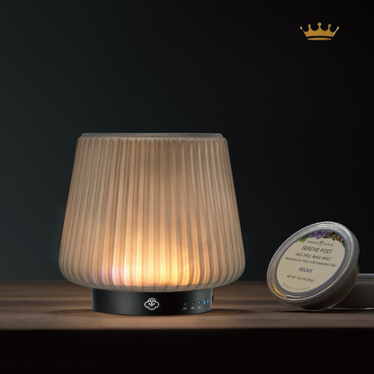 FLOW Szklany Podgrzewacz Wosku Zapachowego USB z LED i timerem – bez dymu i sadzy
