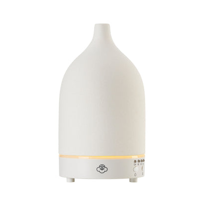 Vapor White Ceramic Ultrasonic Diffuser with Timer, On/Off Switch and LED
