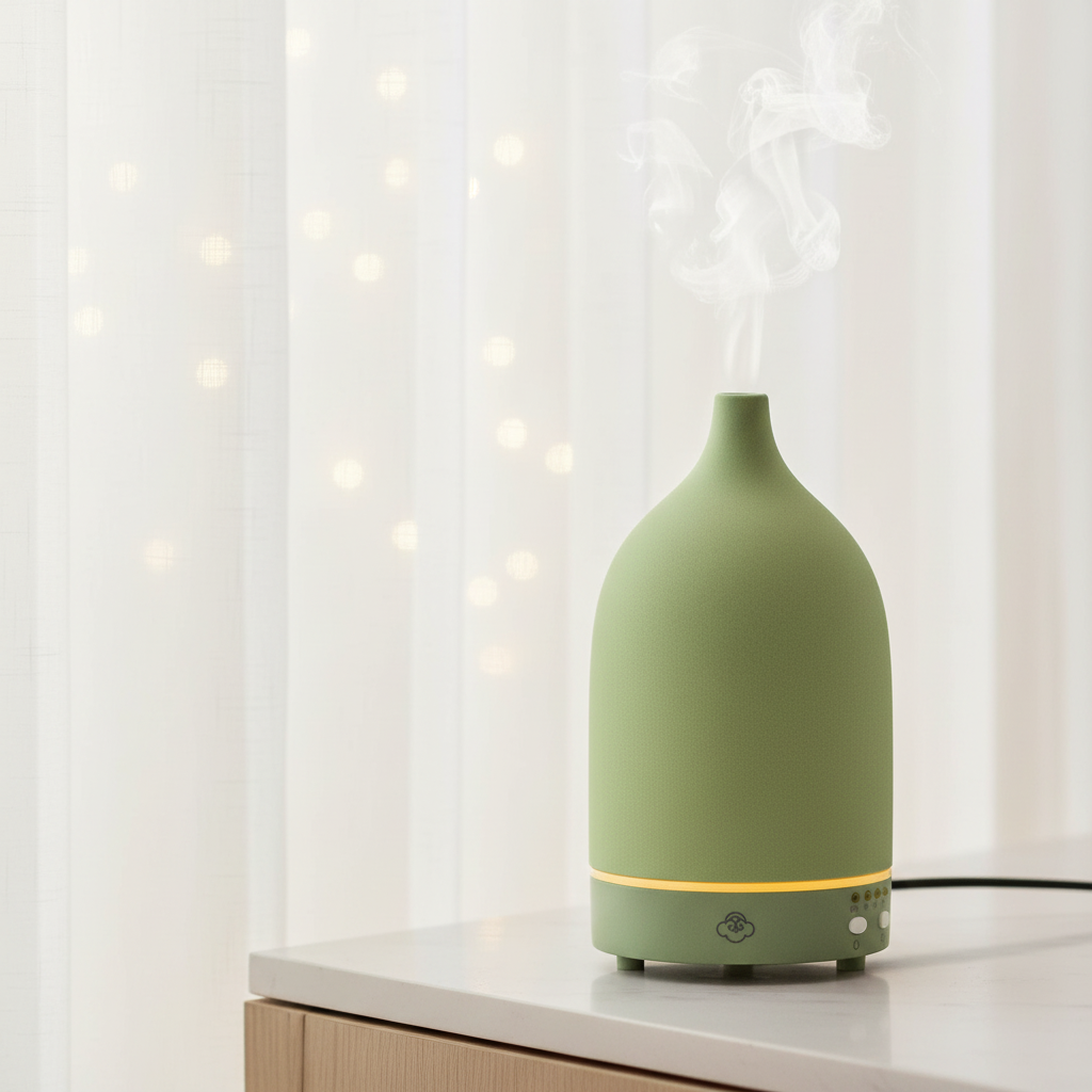 Vapor Green Keramik-Ultraschalldiffusor mit Timer, Ein-/Ausschalter und LED
