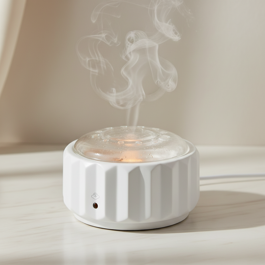 Axis White – Aromadiffusor aus Porzellan und Glas mit Musik, Fernbedienung und Bluetooth