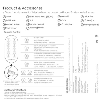 Axis White – Aromadiffusor aus Porzellan und Glas mit Musik, Fernbedienung und Bluetooth