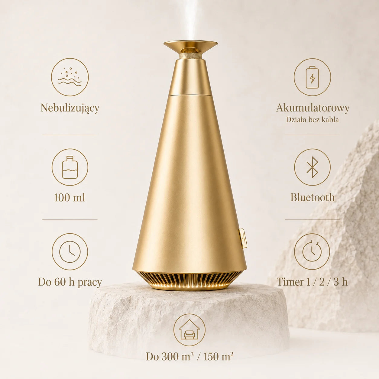 Nebulizator do olejków eterycznych bezprzewodowy Lighthouse – Bluetooth i oświetleniem LED