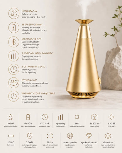 Nebulizator do olejków eterycznych bezprzewodowy Lighthouse – Bluetooth i oświetleniem LED