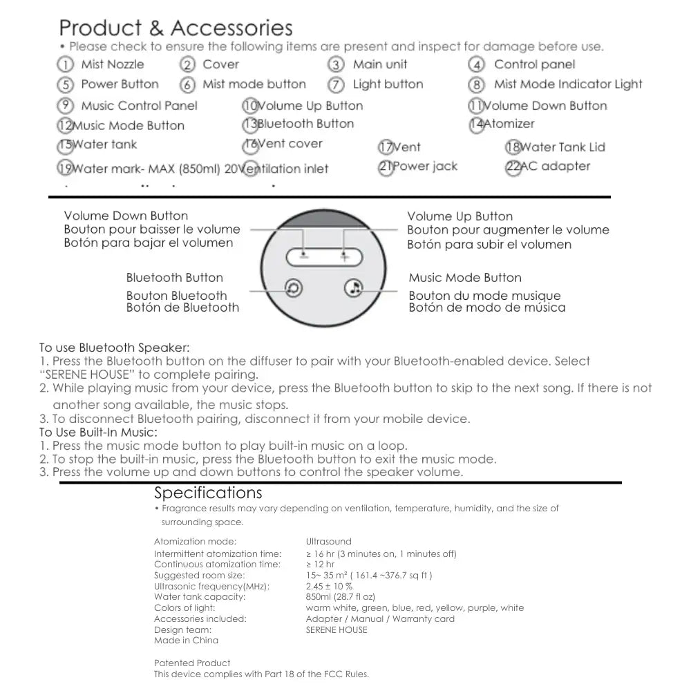 Ori White dyfuzor ultradźwiękowy z funkcją podwójnej atomizacji i Bluetooth