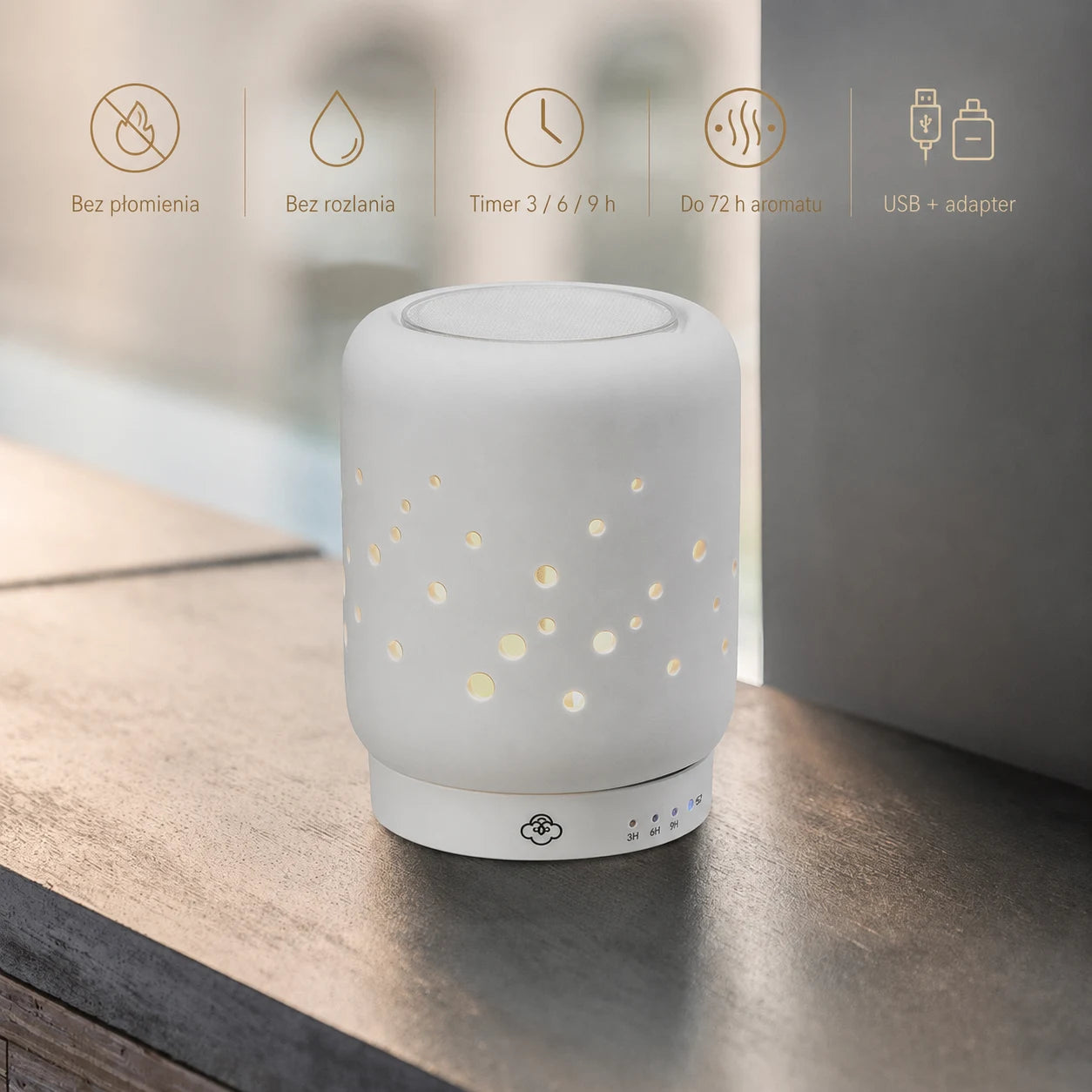 Starlight Ceramic USB Scented Wax Warmer with LED Backlight