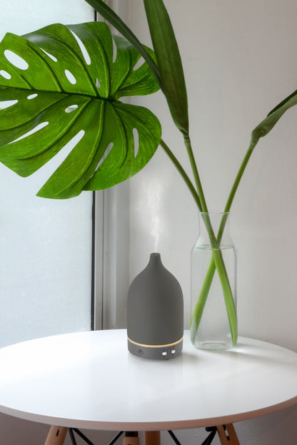 Vapor Grey Ceramic Ultrasonic Diffuser with Timer, On/Off Switch and LED