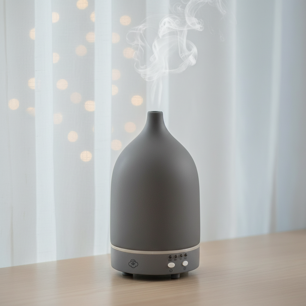 Vapor Grey Ultraschall-Diffusor aus Keramik mit Timer, Ein-/Ausschalter und LED