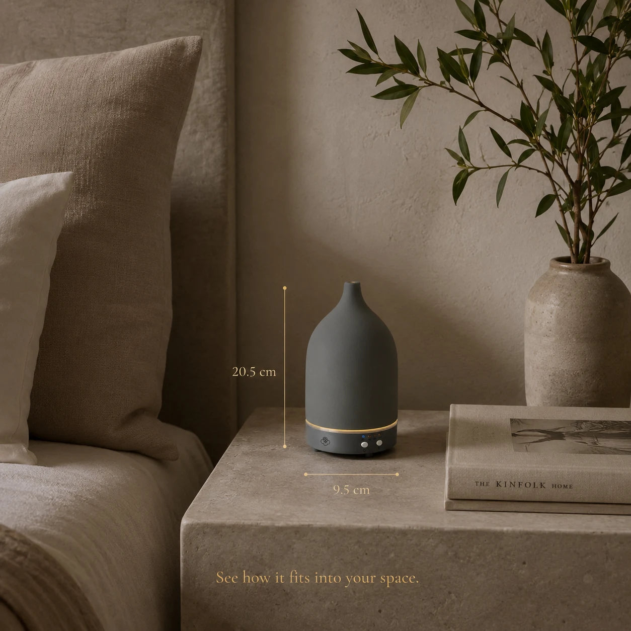 Vapor Grey ceramiczny dyfuzor ultradźwiękowy z timerem, wyłącznikiem i LED