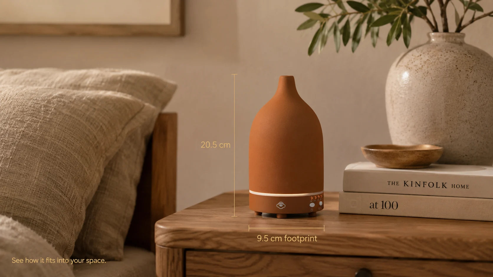 Vapor Terrakotta-Keramik-Ultraschalldiffusor mit Timer, Ein-/Ausschalter und LED