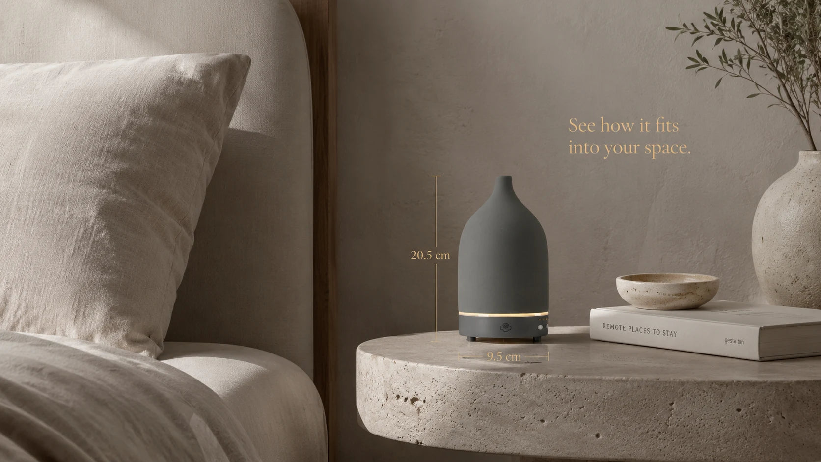 Vapor Grey ceramiczny dyfuzor ultradźwiękowy z timerem, wyłącznikiem i LED