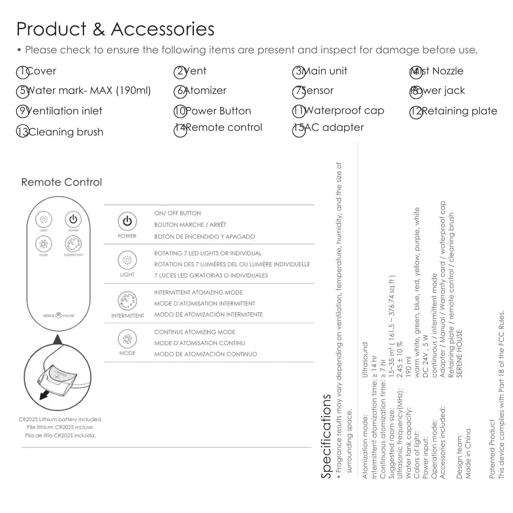 Vulcan III Lux Collection – Ultraschall-Diffusor aus Glas und Keramik mit Fernbedienung und LED